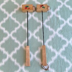 Vintage Wooden salt pepper shakers with long handles made in Japan